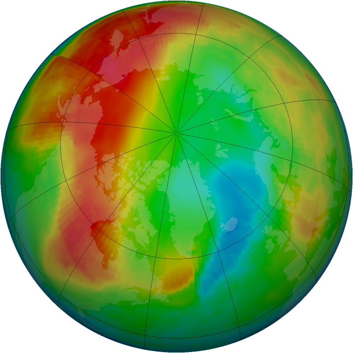 Arctic ozone map for 25 January 1986